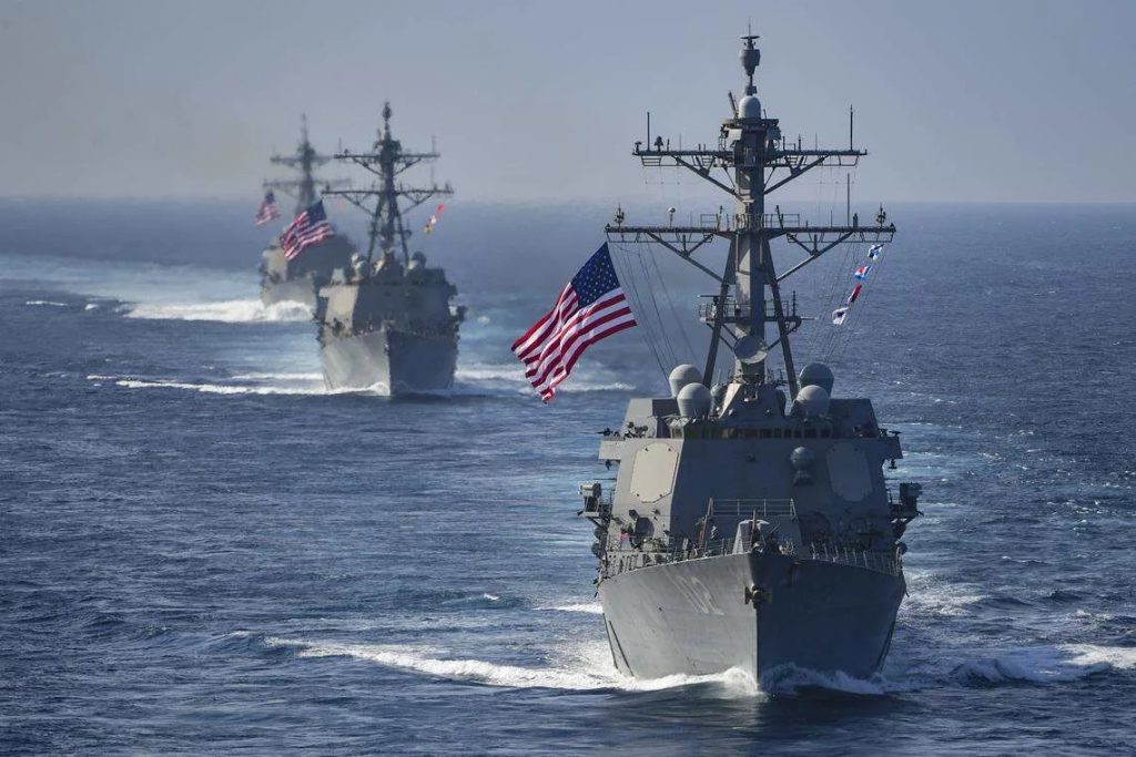 Barcos estadounidenses aproximándose a las costas venezolanas.