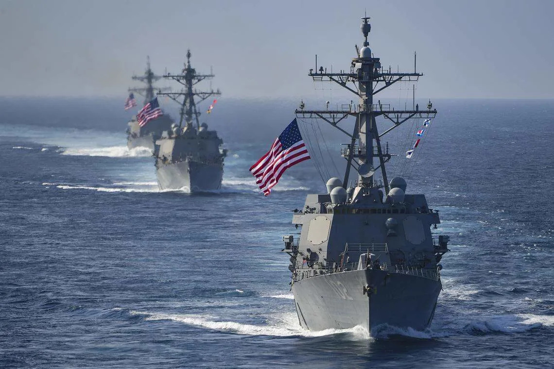 Barcos estadounidenses aproximándose a las costas venezolanas.